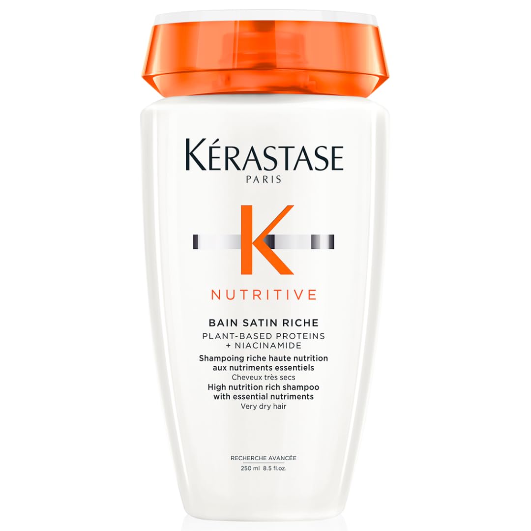 KERASTASE Nutritive Bain Satin Riche Shampoo | Cleanses & Deeply Replenishes Moisture | With Plant-Based Proteins & Niacinamide | For Medium to Thick to Dry Hair