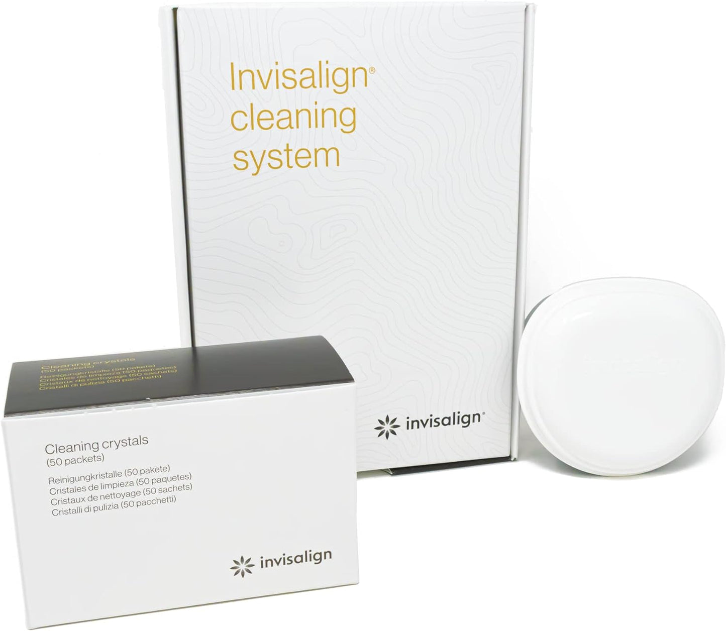 INVISALIGN Cleaning Crystals for Clear Aligners and Retainers with Tub, (50 Packets)