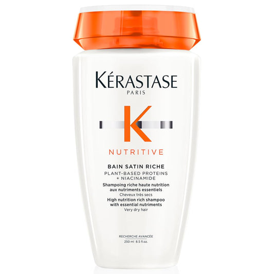 KERASTASE Nutritive Bain Satin Riche Shampoo | Cleanses & Deeply Replenishes Moisture | With Plant-Based Proteins & Niacinamide | For Medium to Thick to Dry Hair