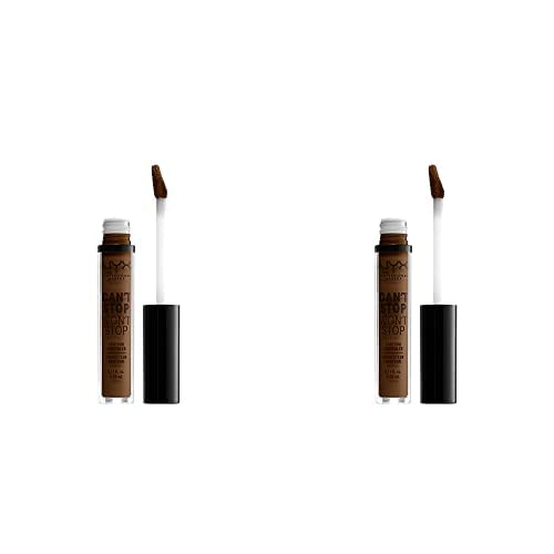 NYX PROFESSIONAL MAKEUP Can't Stop Won't Stop Contour Concealer, 24h Full Coverage Matte Finish - Walnut (Pack of 2)