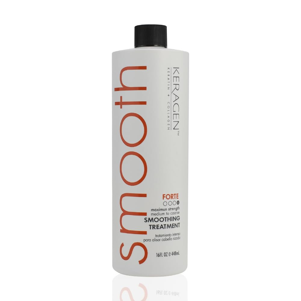 KERAGEN - Brazilian Keratin Smoothing Treatment, Blowout Straightening System for Dry and Damaged Hair - Forte, Sulfate Free - Eliminates Curls and Frizz, Medium to Coarse Hair (16 Oz)