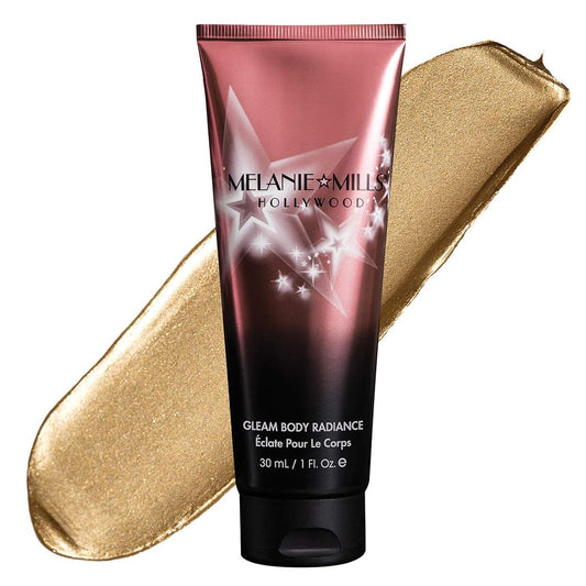 Melanie Mills Hollywood Gleam Body Radiance All In One Makeup, Moisturizer & Glow For Face & Body - Disco Gold, Mini 1 fl.oz.