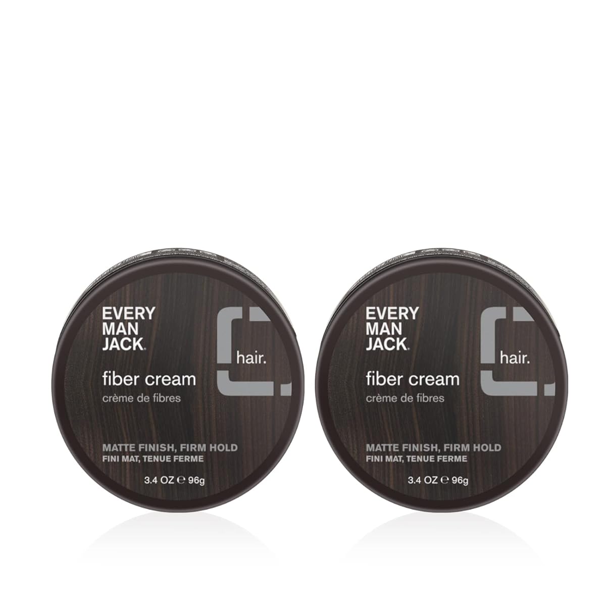 Every Man Jack Mens Hair Styling Fiber Cream - Add Extra Thickness and Texture with a Medium Hold, Matte Finish, and Low Shine - Non-Greasy, For All Hair Types, Fragrance Free - 3.4-ounce - 2 Tins