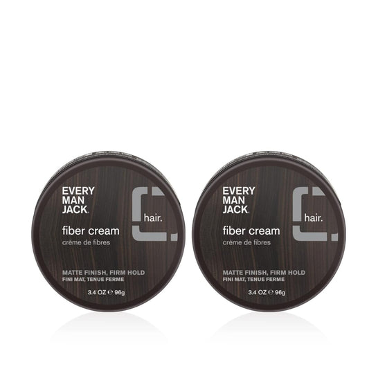 Every Man Jack Mens Hair Styling Fiber Cream - Add Extra Thickness and Texture with a Medium Hold, Matte Finish, and Low Shine - Non-Greasy, For All Hair Types, Fragrance Free - 3.4-ounce - 2 Tins