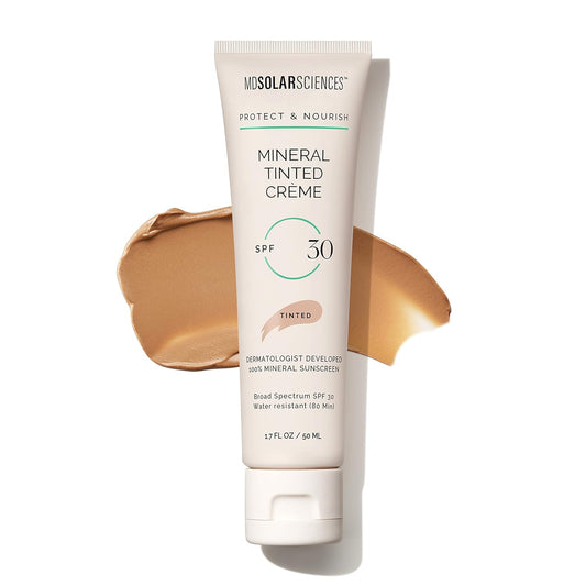 MDSolarSciences Mineral Tinted Cr�me SPF 30 Sunscreen for Face Ð Water-Resistant, Broad Spectrum UV Protection Ð Blendable Micronized Zinc Oxide Cream Ð Smooth, Natural Matte Finish, 1.7 Fl Oz