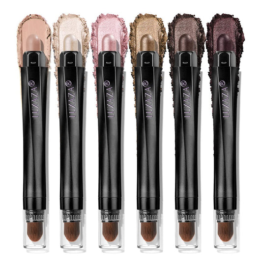 LUXAZA 6 PCS Quartz Pink Neutral Eyeshadow Stick Set, Cream Eye Shadow Pencil Makeup, Shimmer And Matte Eye Pencil,Brightener Highlighter Eyeliner Crayon Make up