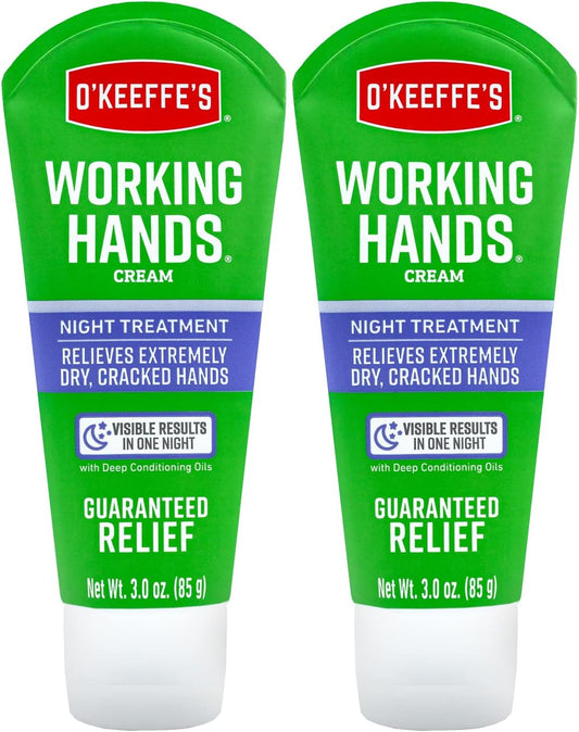 O'Keeffe's Working Hands Night Treatment Hand Cream, 3 oz Tube, (Pack of 2)