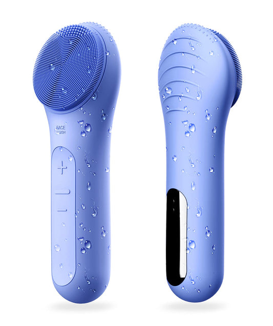 NŒgraCoola CLIE Facial Cleansing Brush, Waterproof and Rechargeable Face Scrub Brush for Men & Women, Cleansing, Exfoliating and Massaging, Electric Face Scrubber - Blue