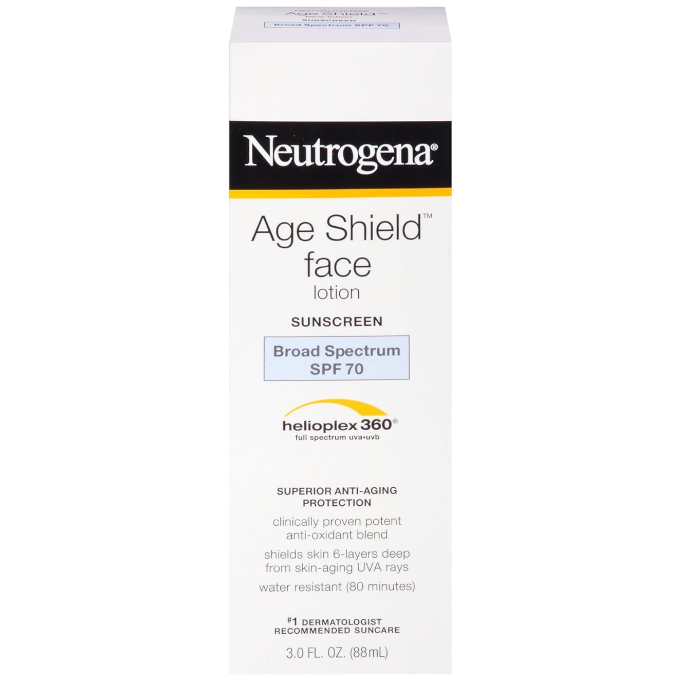 Neutrogena Age Shield Anti-Oxidant Face Lotion Sunscreen with Broad Spectrum SPF 70, Oil-Free & Non-Comedogenic Moisturizing Sunscreen to Prevent Signs of Aging, 3 fl. oz (Pack of 2)