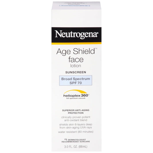 Neutrogena Age Shield Anti-Oxidant Face Lotion Sunscreen with Broad Spectrum SPF 70, Oil-Free & Non-Comedogenic Moisturizing Sunscreen to Prevent Signs of Aging, 3 fl. oz (Pack of 2)