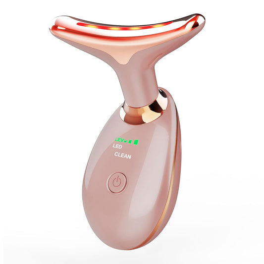 MCSYPOAL 7-in-1 Deplux Face Neck Massager for Wrinkle Removal, Skin Tightening, Anti Aging, Skin Care Tool, Rose Gold