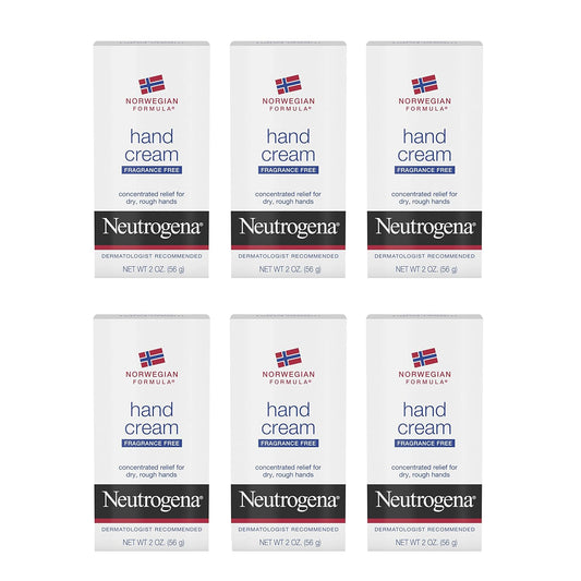Neutrogena Norwegian Formula Moisturizing Hand Cream Formulated with Glycerin for Dry, Rough Hands, Fragrance-Free Intensive Hand Lotion, 2 oz, Pack of 6 (Package may vary)