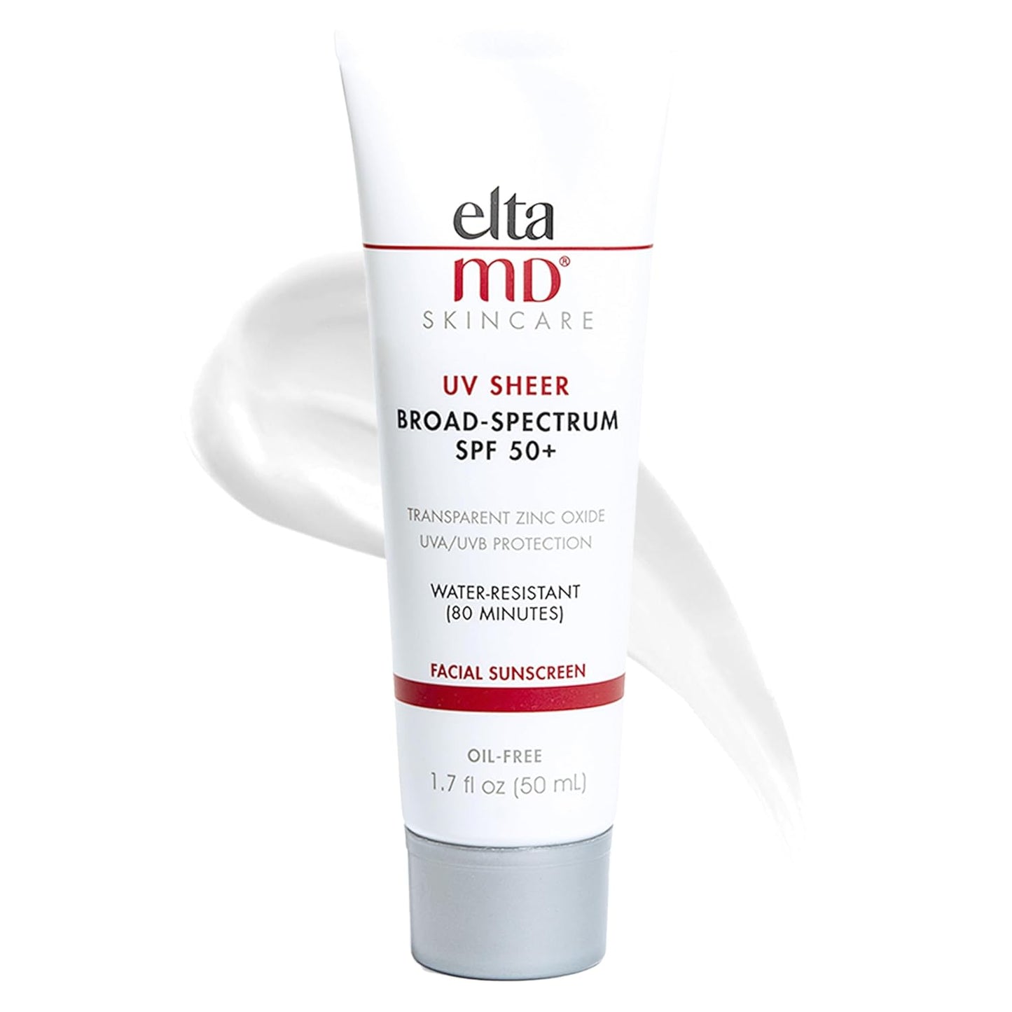 EltaMD UV Sheer Face Sunscreen, SPF 50+ Hydrating Sunscreen for Face, Helps Even Skin Tones and Soothe Heated Skin, Water Resistant up to 80 Minutes, No White Cast, Travel Size Sunscreen