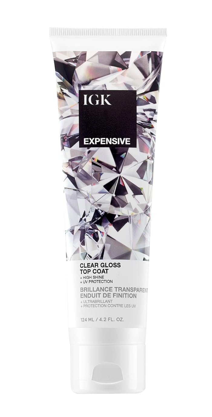 IGK EXPENSIVE Clear Gloss Top Coat | Shine + Strengthen + Smooth | Vegan + Cruelty Free | 4.2 Oz