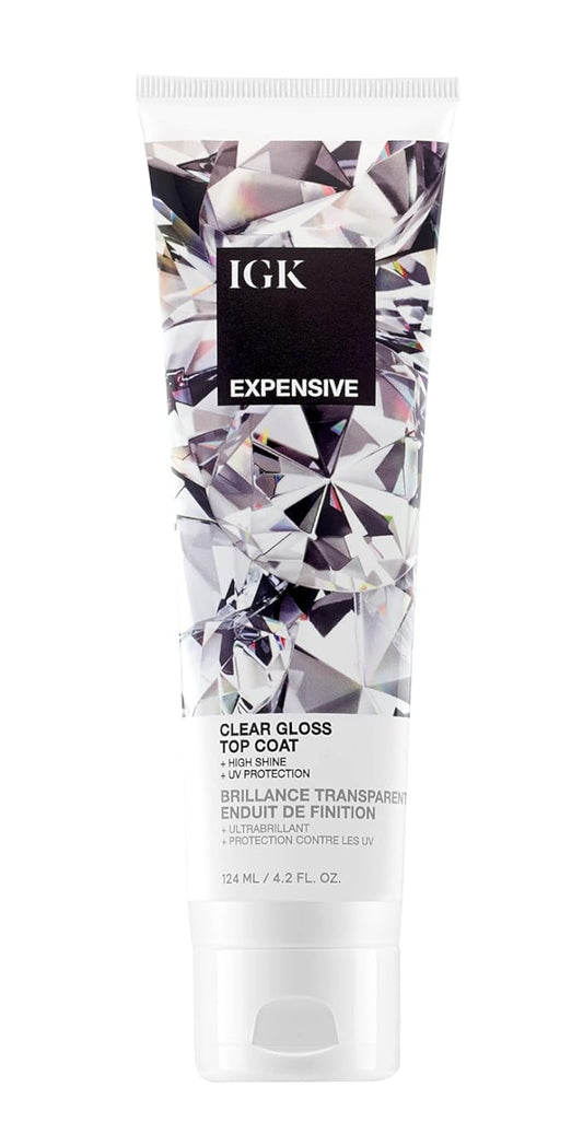 IGK EXPENSIVE Clear Gloss Top Coat | Shine + Strengthen + Smooth | Vegan + Cruelty Free | 4.2 Oz