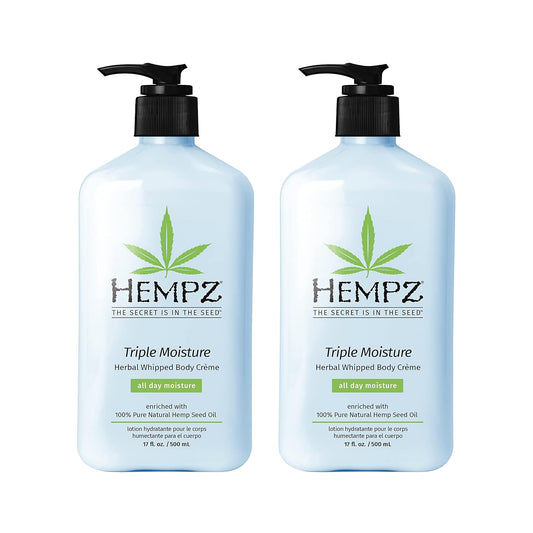 Hempz Triple Moisture Herbal Whipped Body Cr�me Lotion Moisturizer, 17 Fl Oz (Pack of 2)