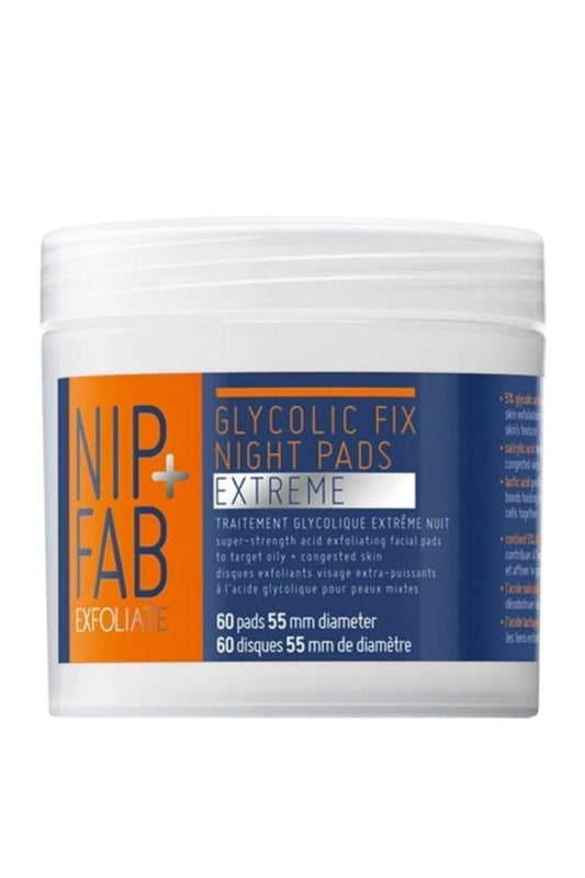 Nip + Fab Glycolic Acid Night Face Pads with Salicylic and Hyaluronic Acid, Exfoliating Resurfacing AHA Facial Pad for Exfoliation Even Skin Tone Blemish Control Pigmentation, 60 Pads, 2.7 Ounce