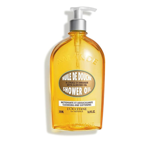 L'Occitane Cleansing & Softening Almond Shower Oil, Oil-to-Milky Lather, Softer Skin, Smooth Skin, Cleanse Without Drying, With Almond Oil