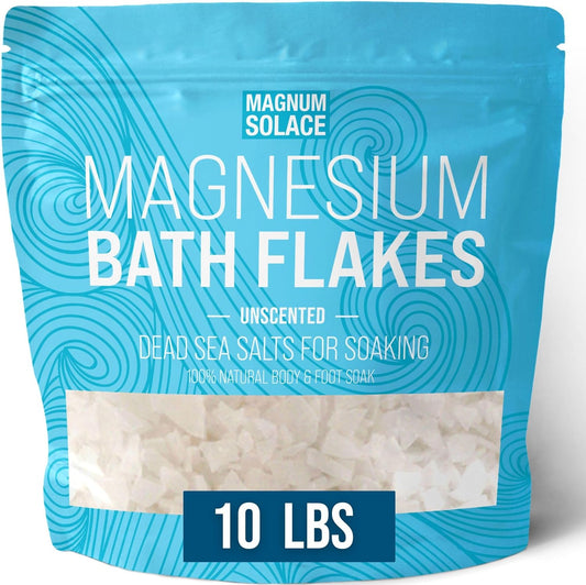 Magnesium Flakes for Bath - Magnesium Chloride Flakes - Dead Sea Salts for Soaking, 10 LBS