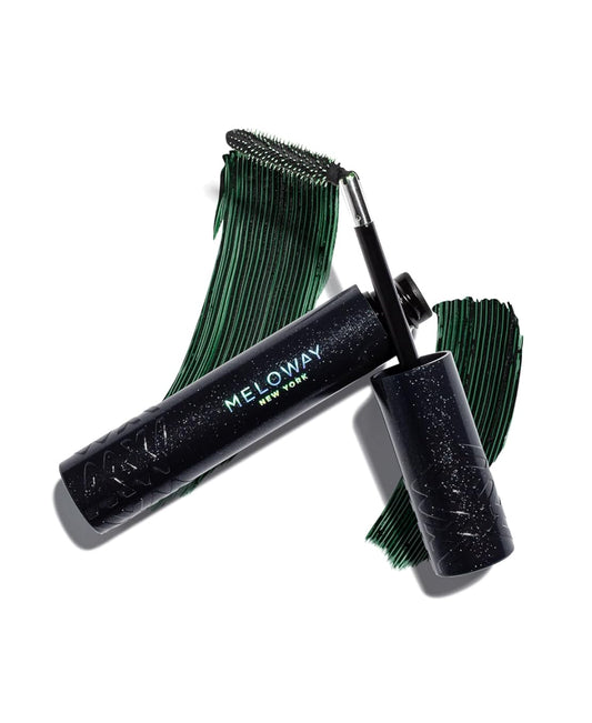 MELOWAY Your Way Mascara - Adjustable Wand, Lash-Conditioning Formula - Volumizing Lashes, Long-Lasting - Amino Acids, Argan Oil, Red Algae Extract - Vegan, Cruelty-Free, Clean - Emerald Envy - 8 ml