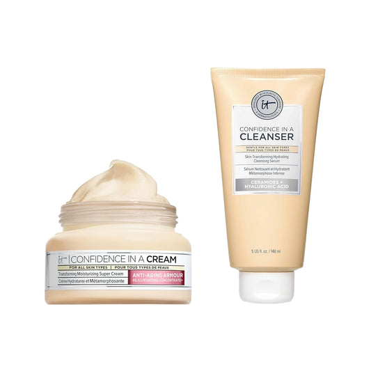 IT Cosmetics Daily Confidence Skincare Bundle Ð Hydrating Facial Cleanser + Anti-Aging Moisturizer Ð Includes Confidence in a Cream 2 Oz + Confidence in a Cleanser 5 Oz Ð Gift for All Skin Types