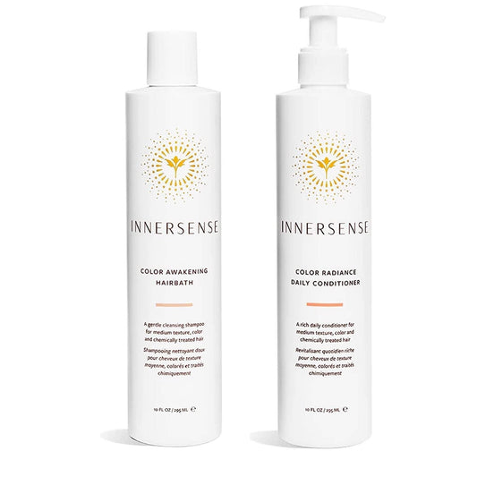 INNERSENSE Organic Beauty - Natural Color Awakening Hairbath Shampoo + Color Radiance Conditioner | Non-Toxic, Cruelty-Free, Clean Haircare (10 fl oz | 296 ml)
