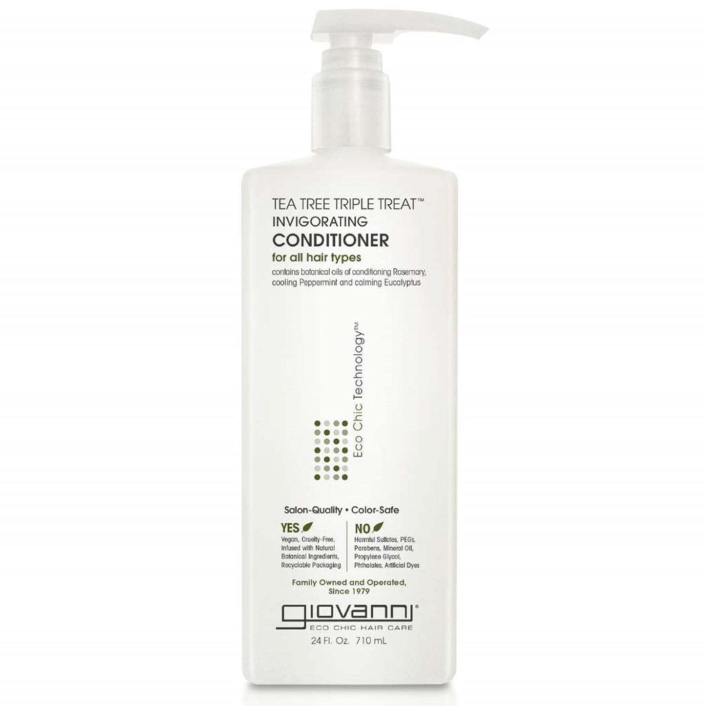 GIOVANNI Tea Tree Triple Treat Invigorating Conditioner - Cooling Peppermint, Eucalyptus, Rosemary, Helps Dry Flaking Scalp, Paraben Free, Helps to Moisturize, Smooth & Detangle - 24 oz (1 Pack)