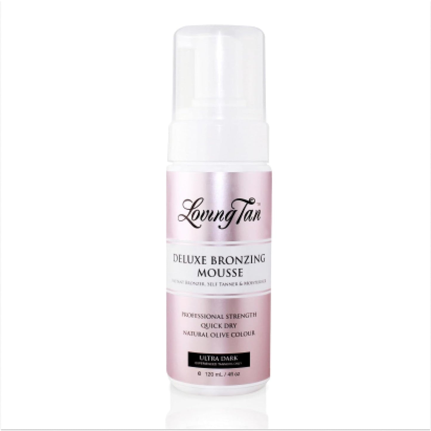 Loving Tan Deluxe Bronzing Mousse, Ultra Dark-Streak Free, Natural looking, Professional Strength Sunless Tanner- Up to 5 Self Tan Applications per Bottle, Cruelty Free, Naturally Derived DHA- 4 FL Oz