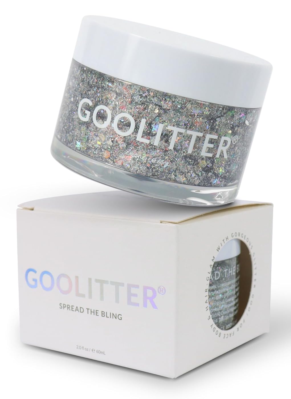 Goolitter Face, Body & Hair Holographic Silver Glitter Gel [Elf's Wish] 2oz (60mL) | Chunky | K-Beauty | Halloween, Festival, EDM, Rave, Party, Concert, Costume Makeup| Vegan, Cruelty Free