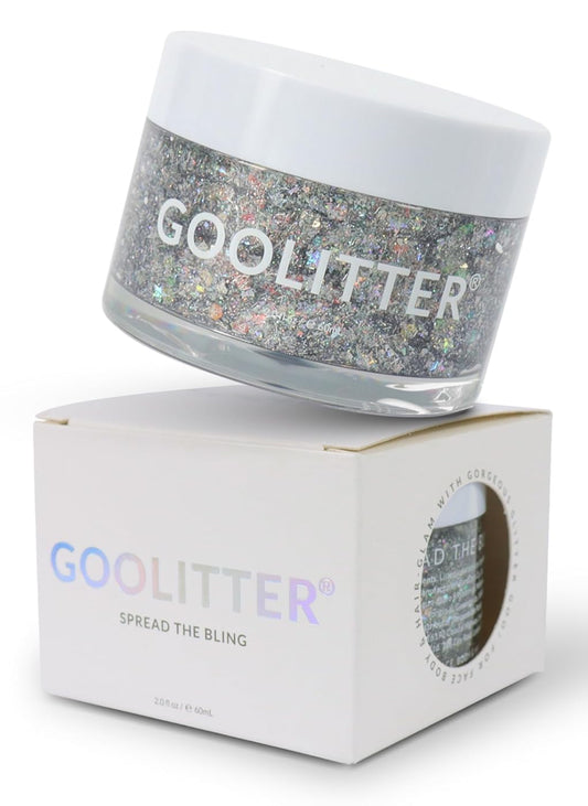 Goolitter Face, Body & Hair Holographic Silver Glitter Gel [Elf's Wish] 2oz (60mL) | Chunky | K-Beauty | Halloween, Festival, EDM, Rave, Party, Concert, Costume Makeup| Vegan, Cruelty Free