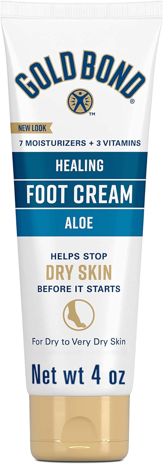 Gold Bond Healing Foot Cream, 4 oz. (Pack of 4), With Aloe, Nourishes & Softens For Healthier Looking Feet