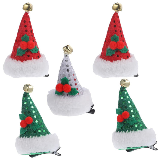 FRCOLOR 10 Pcs Christmas Santa Hat Hair Clips Mini Santa Hat Hair Barrette Christmas Hat Alligator Hair Clips for Women Sequin Womens Hair Accessories Decorative Barrette Christmas Gift