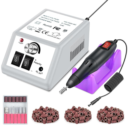 LAVAED Professional Electric Nail Drill Machine Nails File Electric Nail Drill Kit Low Noise Vibration with 156pcs Sanding Bands for Acrylic Nail Drill Gel Art Remover Polisher Manicure Pedicure