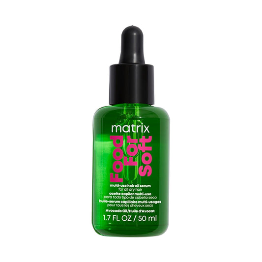 Matrix Food For Soft Hair Serum | Multi-Use Oil Serum for Dry & Brittle Hair | Softens, Smooths, & Adds Shine | With Avocado Oil & Hyaluronic Acid | Protects Against Heat Damage | 1.7 Fl. Oz | Vegan
