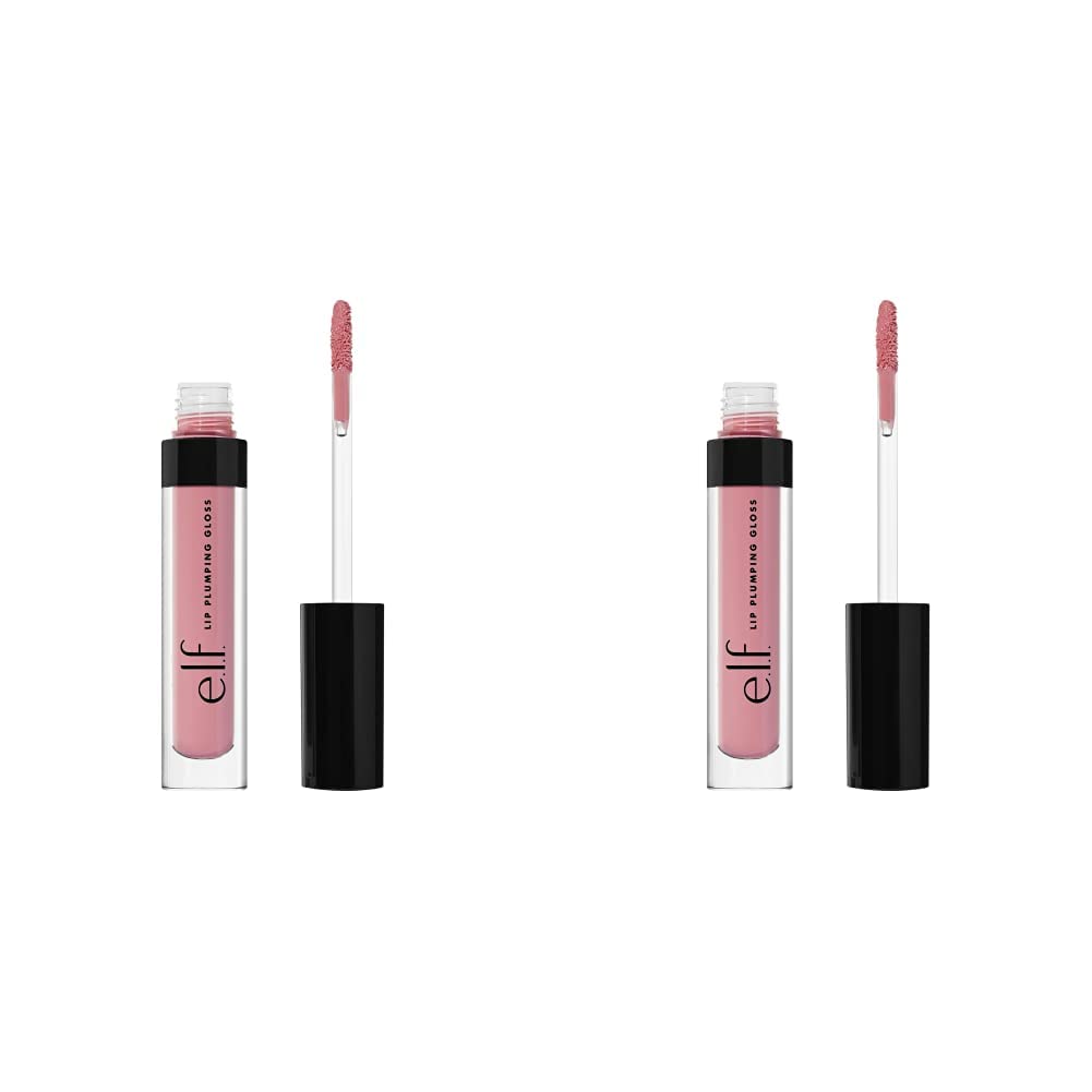 e.l.f., Lip Plumping Gloss, Hydrating, Nourishing, Invigorating, High-Shine, Plumps, Volumizes, Cools, Soothes, Sparkling RosŽ, Shimmer, 0.09 Oz (Pack of 2)