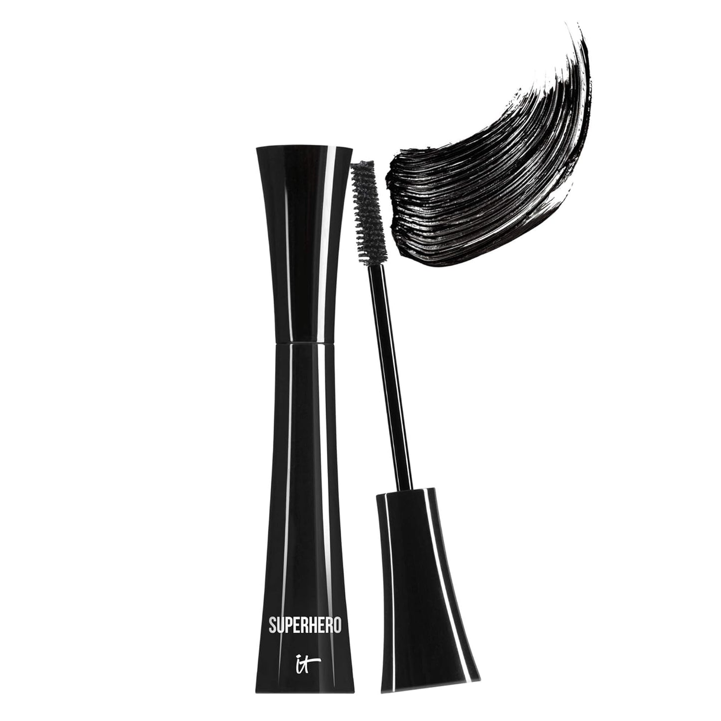 IT Cosmetics Superhero Mascara - Super Black Elastic Stretch Volumizing & Lengthening Mascara - Lifts, Separates & Conditions Lashes - With Collagen, Biotin & Peptides