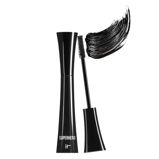 IT Cosmetics Superhero Mascara - Super Black Elastic Stretch Volumizing & Lengthening Mascara - Lifts, Separates & Conditions Lashes - With Collagen, Biotin & Peptides