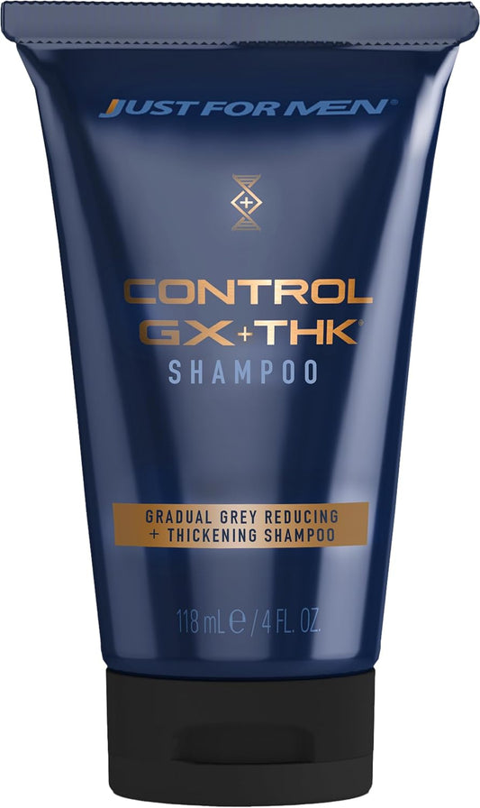 JUST FOR MEN Control GX + THK Thickening Shampoo with Grey Reduction, Shampoo for Thinning Hair with Alpha Keratin, Thickens Hair Up to 20%, Works with Every Hair Texture, 4 oz