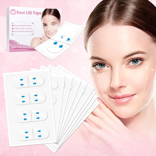 Face Lift Tape,100PCS Face Tape,Facelift Tape for Face Invisible,Face Lift Tape Invisible,Face Lifting Tape Instant Makeup Face Lift Tools for Hide Facial Wrinkles Double Chin Lifting Saggy Skin