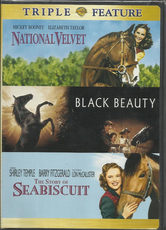 NATIONAL VELVET, BLACK BEAUTY, AND THE STORY OF SEABISCUIT TRIPLE FEATURE! MOVIES FEATURING MICKEY ROONEY, ELIZABETH TAYLOR, SHIRLEY TEMPLE, AND MORE!
