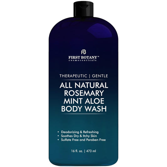 ALL Natural Body Wash - Fights Body Odor, AthleteÕs Foot, Jock Itch, Nail Issues, Dandruff, Acne, Eczema, Shower Gel for Women & Men, Skin Cleanser -16 fl oz (Rosemary Mint)