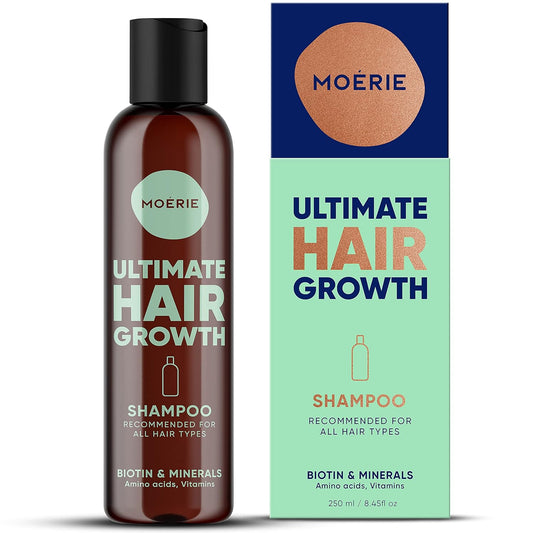 Moerie Ultimate Hair Growth Shampoo Ð For Longer, Thicker, Fuller Hair - Vegan Friendly Volumizing Hair Products Ð Paraben & Silicone Free Ð All Hair Types Ð Reverse Hair Loss Ð 8.45 fl oz (250ml)