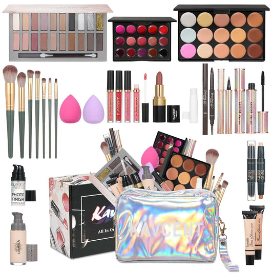 Makeup Kit With Eyeshadow, Lip Gloss, Concealer, Lipstick, Mascara, Makeup Brushes and Bag for Teens and Women