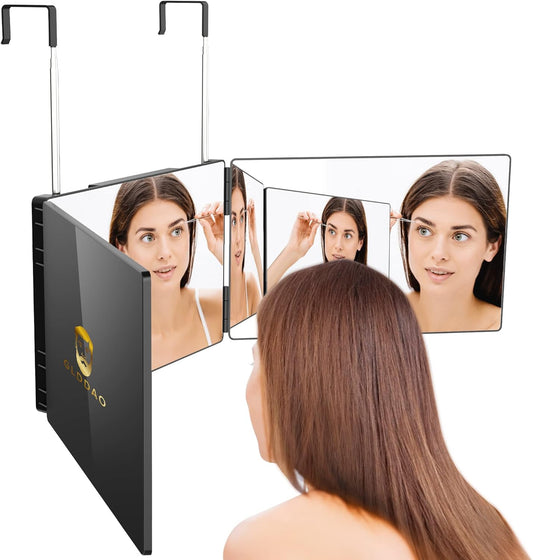 GLDDAO 3 Way Mirror for Self Hair Cutting, 360 Trifold Barber Mirrors 3 Sided Makeup Mirror to See Back of Head, Used for Hair Coloring, Braiding, DIY Haircut Tool are Good Gifts for Men Women
