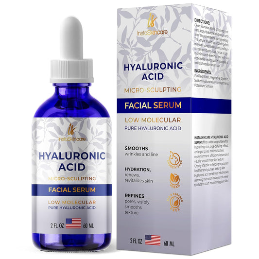 Hyaluronic Acid Serum for Face (2 Oz) - Serum for Skin and Lips - Hydrating and Moisturizing Face Serum for All Skin Types - Paraben and Fragrance-Free