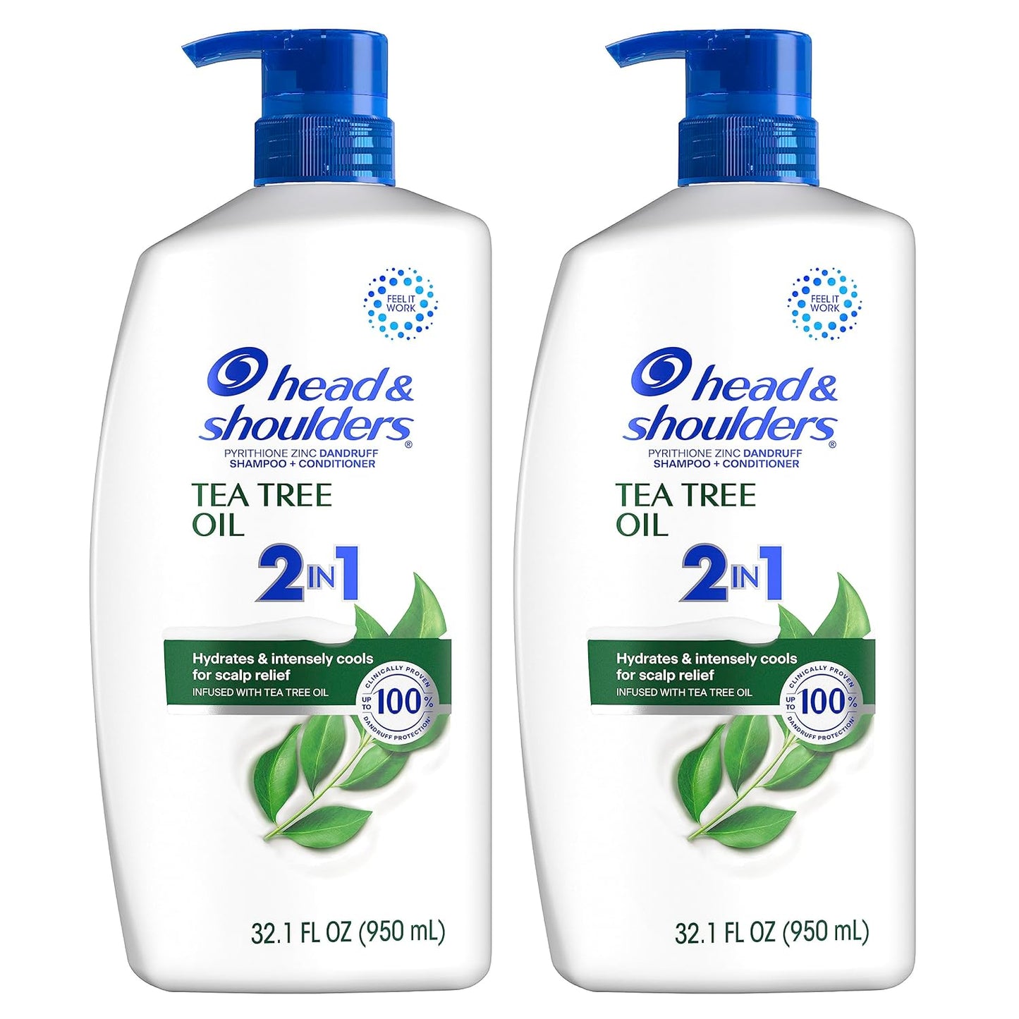 Head & Shoulders 2 in 1 Dandruff Shampoo and Conditioner, Anti-Dandruff Treatment, Tea Tree Oil for Daily Use,Ê32.1 ozÊEach, Twin Pack