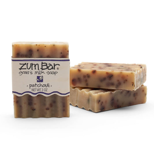 Indigo Wild Zum Goat's Milk Soap Bar - Bar Soap for Hands & Body Made with Essential Oils - 3 oz - Patchouli (3 Pack)