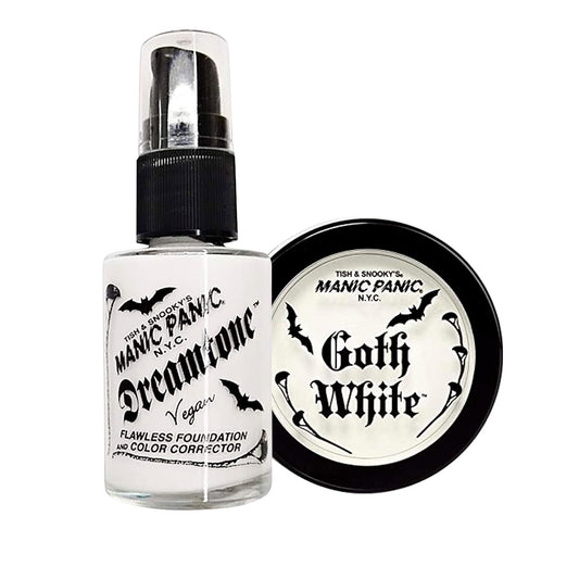 MANIC PANIC White Liquid Foundation Bundle with Goth White Cream to Powder Foundation