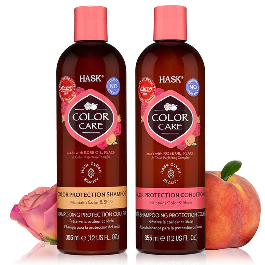 HASK COLOR CARE Shampoo + Conditioner Set for Colored Hair, Vegan, Color Safe, Gluten-Free, Sulfate-Free, Paraben-Free, Cruelty-Free - 1 Shampoo and 1 Conditioner