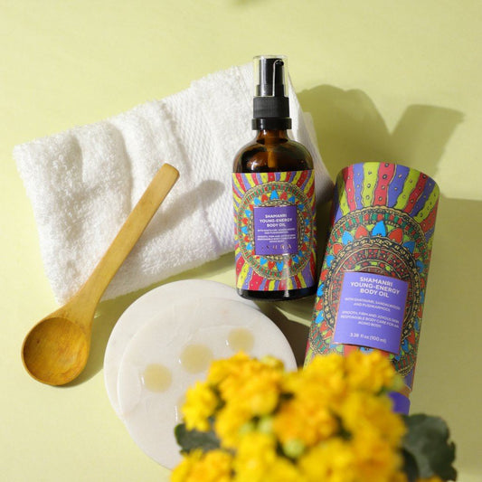 Shamanri Young-Energy Body Oil - Best Body Oil for Women - With Shatavari, Sandalwood and Pushkarmool